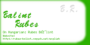 balint rubes business card
